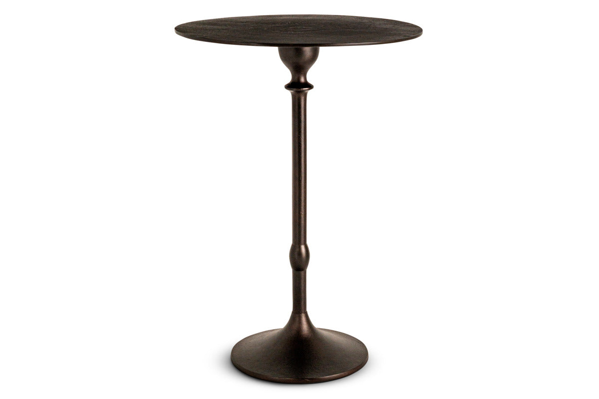 Lahar Cast Metal Tall Side Table - Aged Black