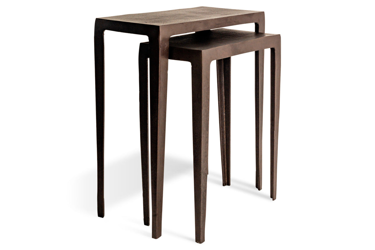 Jagan Cast Metal Nesting Side Tables - Aged Black - (Set of 2)