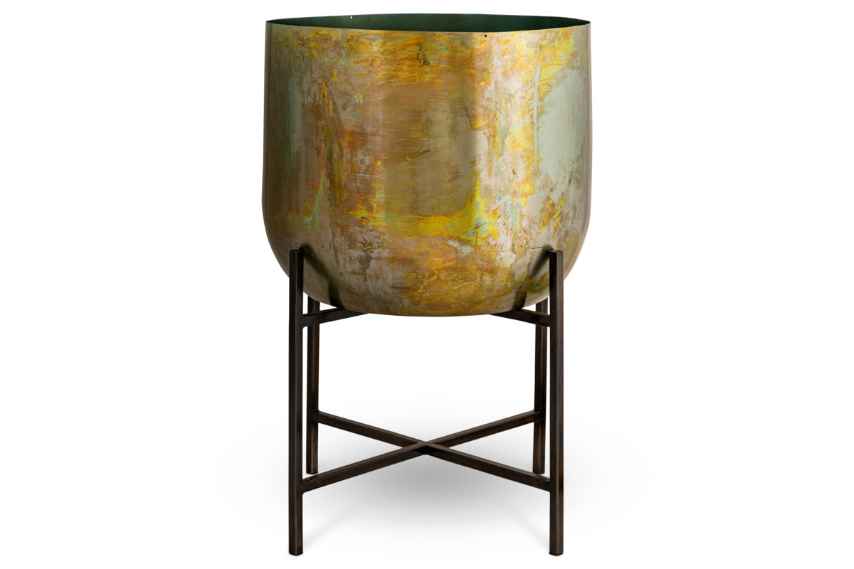 Jani Metal Planter - Oxidised Metal