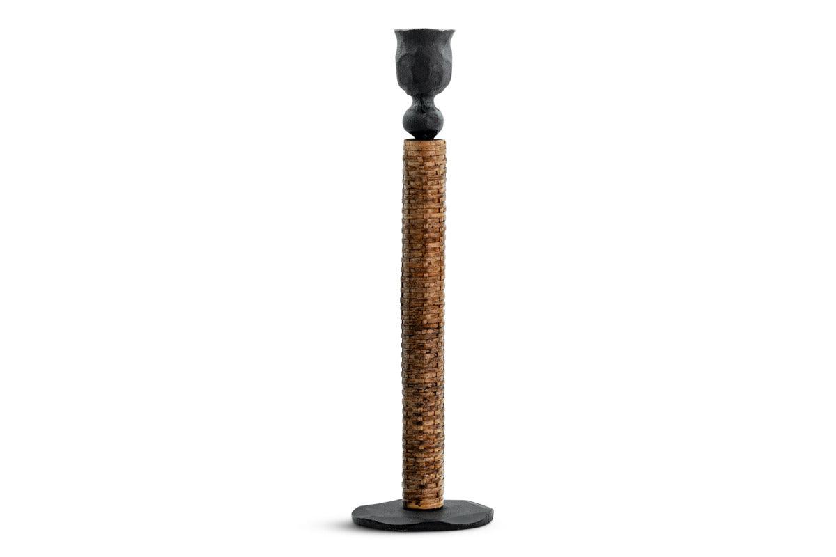 Musika Woven Candlestick - Black & Natural