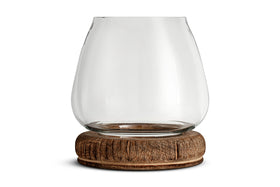 Ika Mango Wood & Recycled Glass Lantern - Natural & Clear