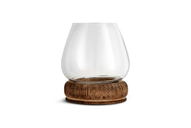 Ika Mango Wood & Recycled Glass Lantern - Natural & Clear