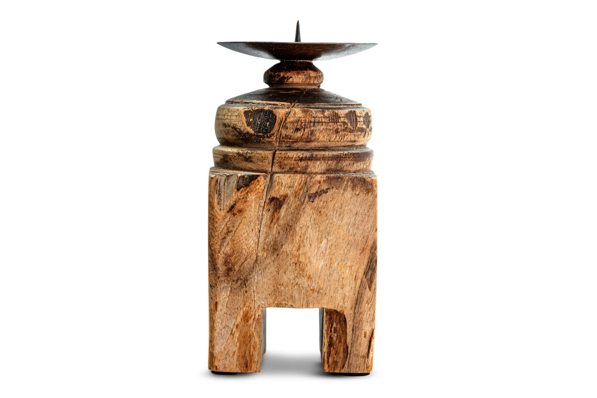 Rana Reclaimed Candle Holder - Reclaimed Wood & Iron