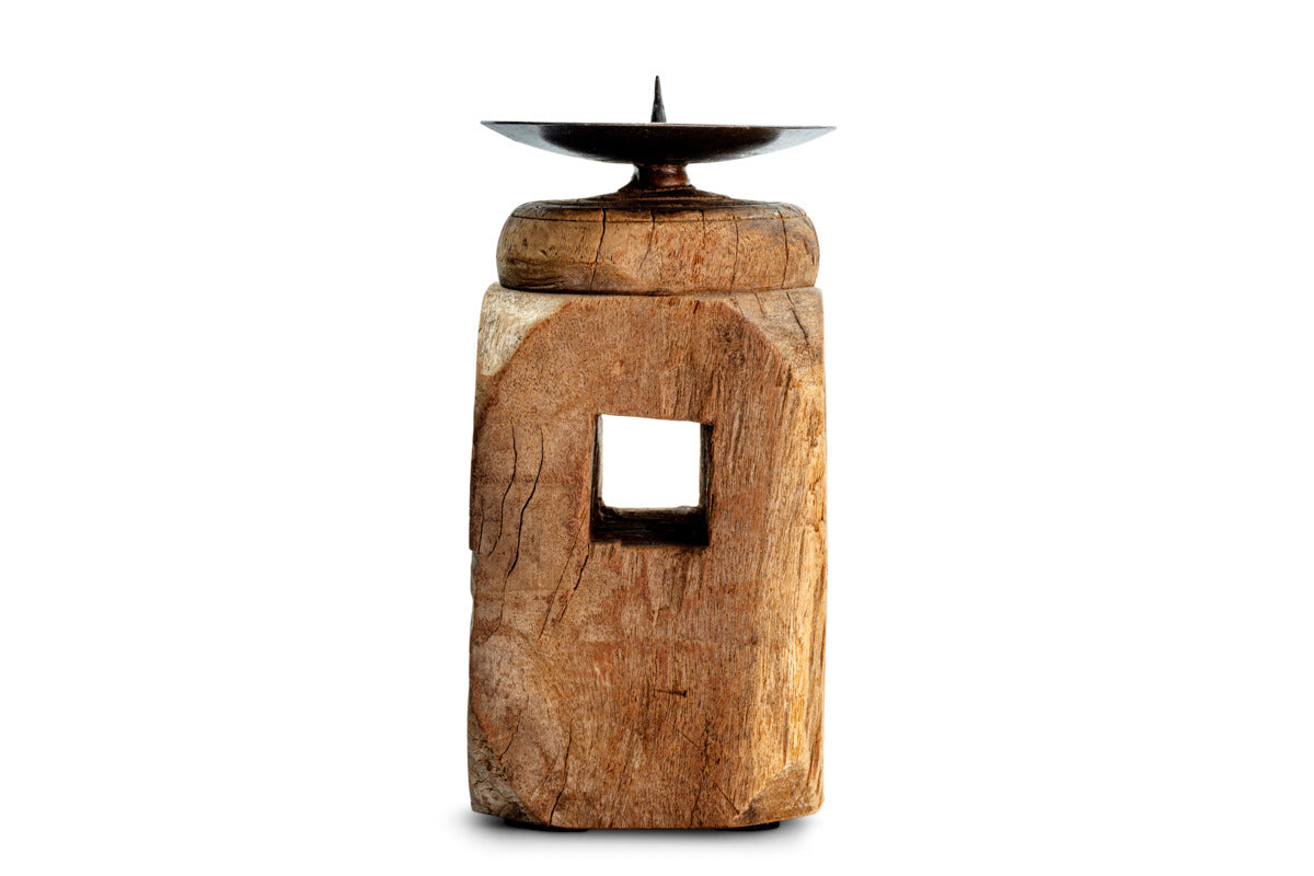 Rana Reclaimed Candle Holder - Reclaimed Wood & Iron