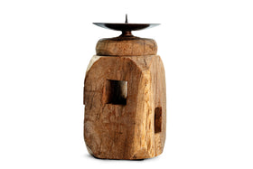 Rana Reclaimed Candle Holder - Reclaimed Wood & Iron