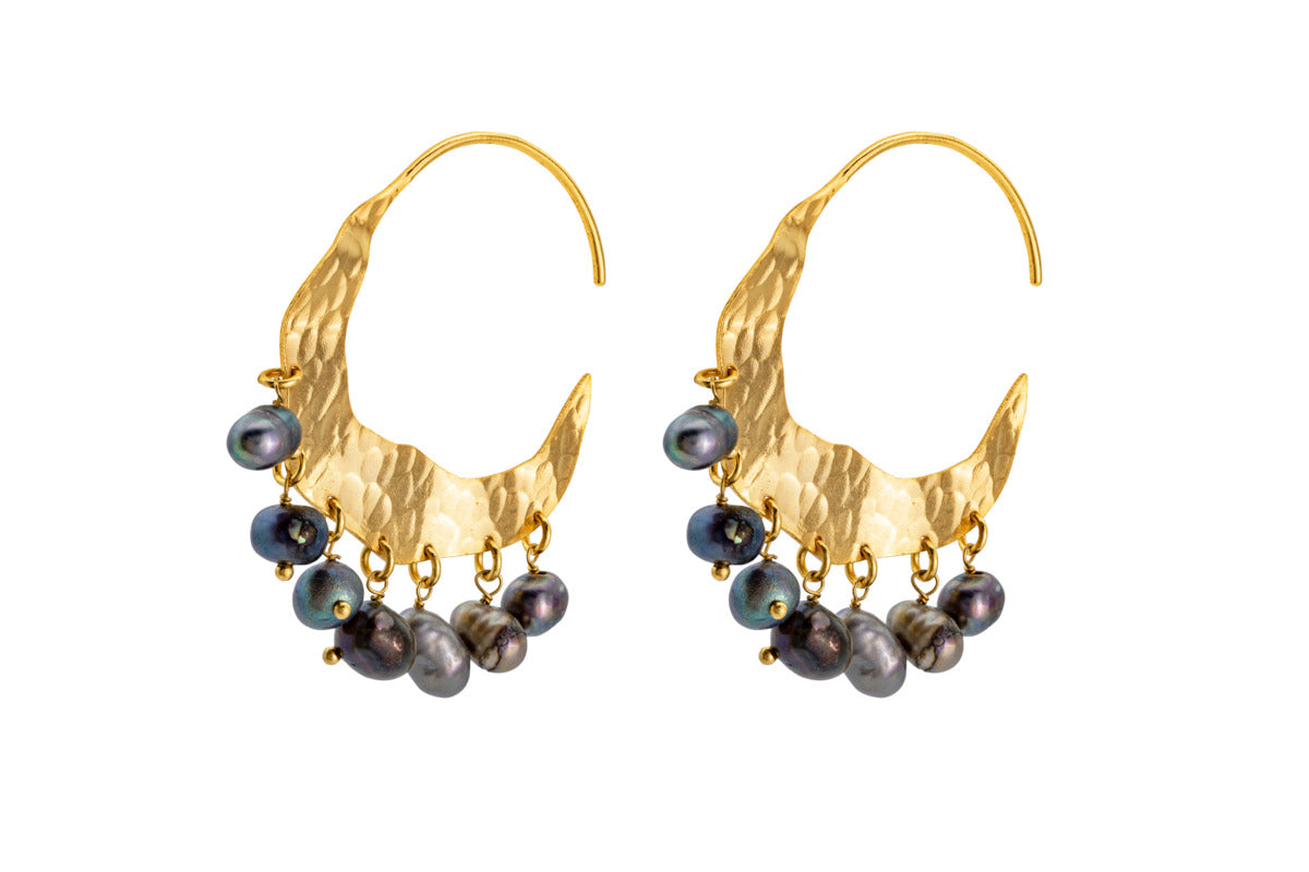 Parahu Grey Pearl Earrings - Gold