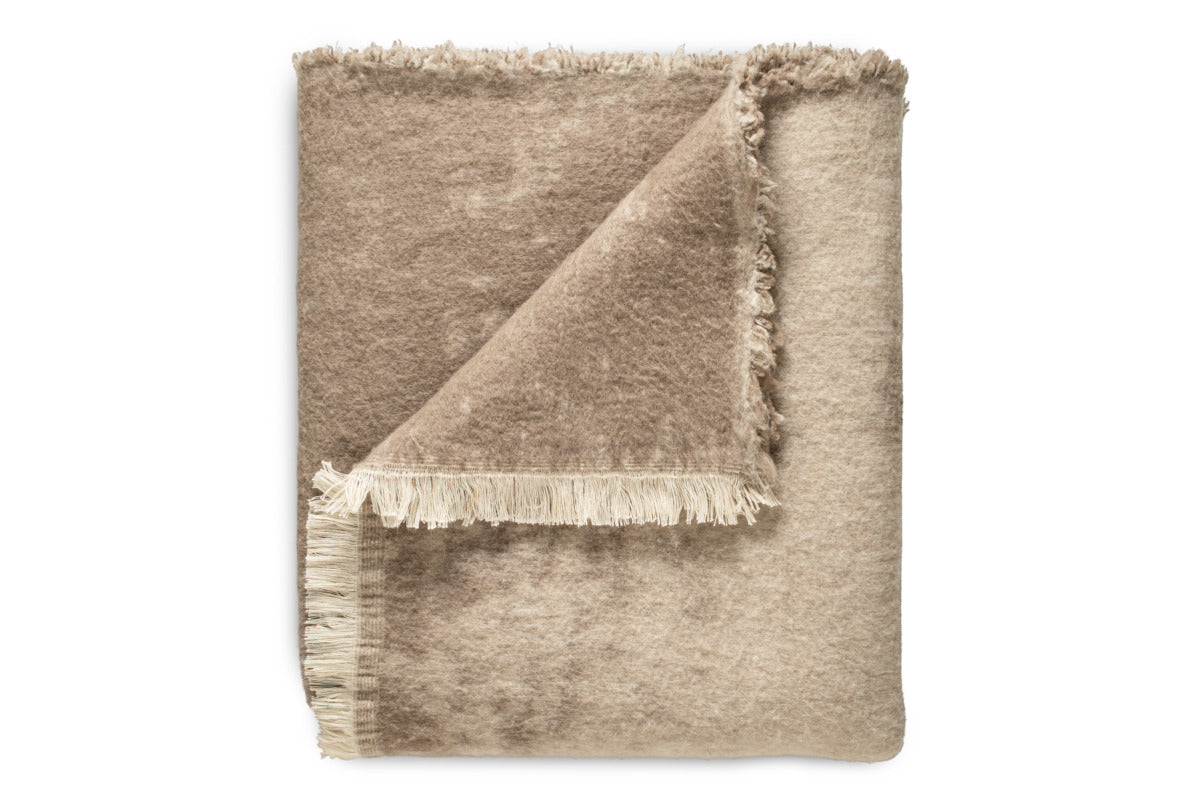 Kambali Disressed Wool Jacquard Throw - Natural - 130 x 200cm