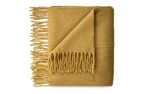 Velatu Fringed Merino Wool Throw - Ochre