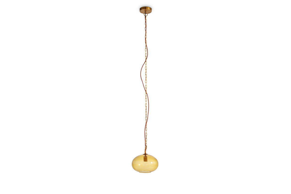 Otoro Recycled Glass Pendant - Honey - Small Round