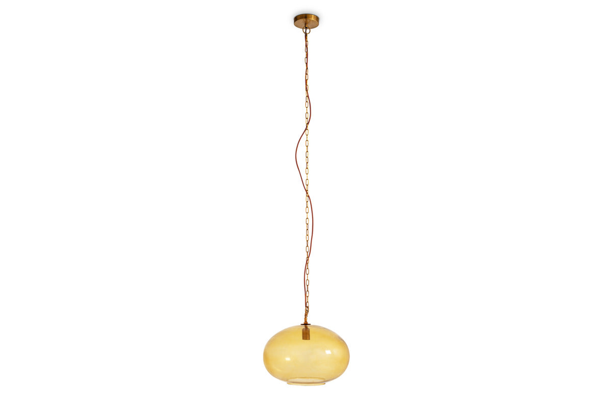 Otoro Recycled Glass Pendant - Honey - Large Round