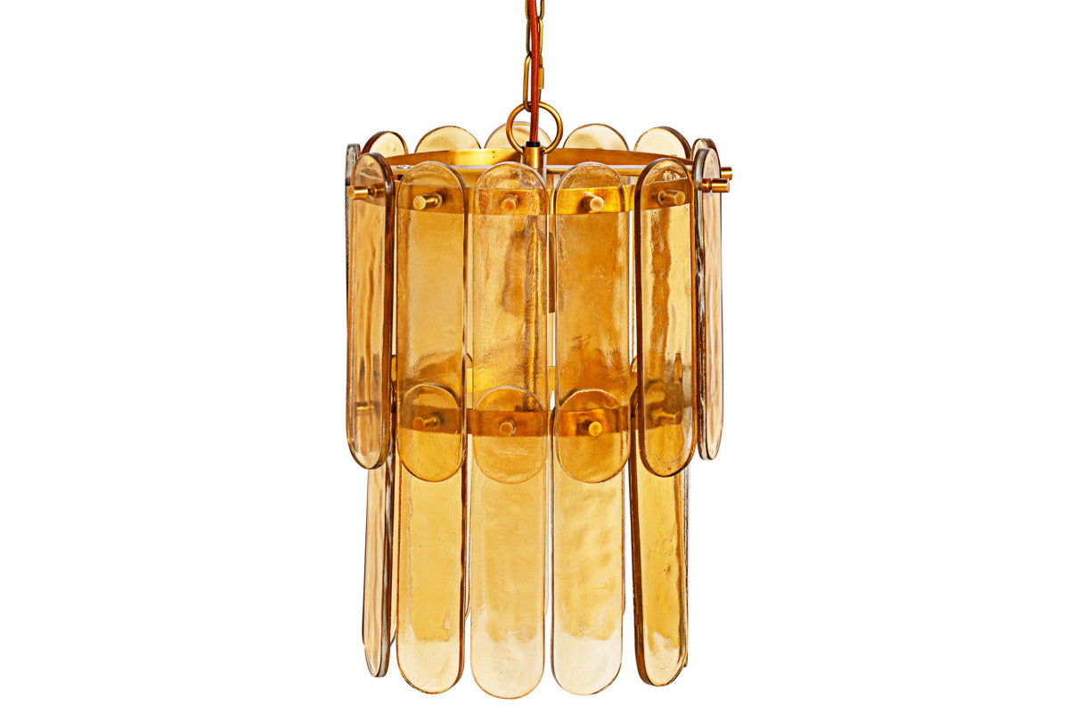 Itan Recycled Glass Tiered Pendant - Amber