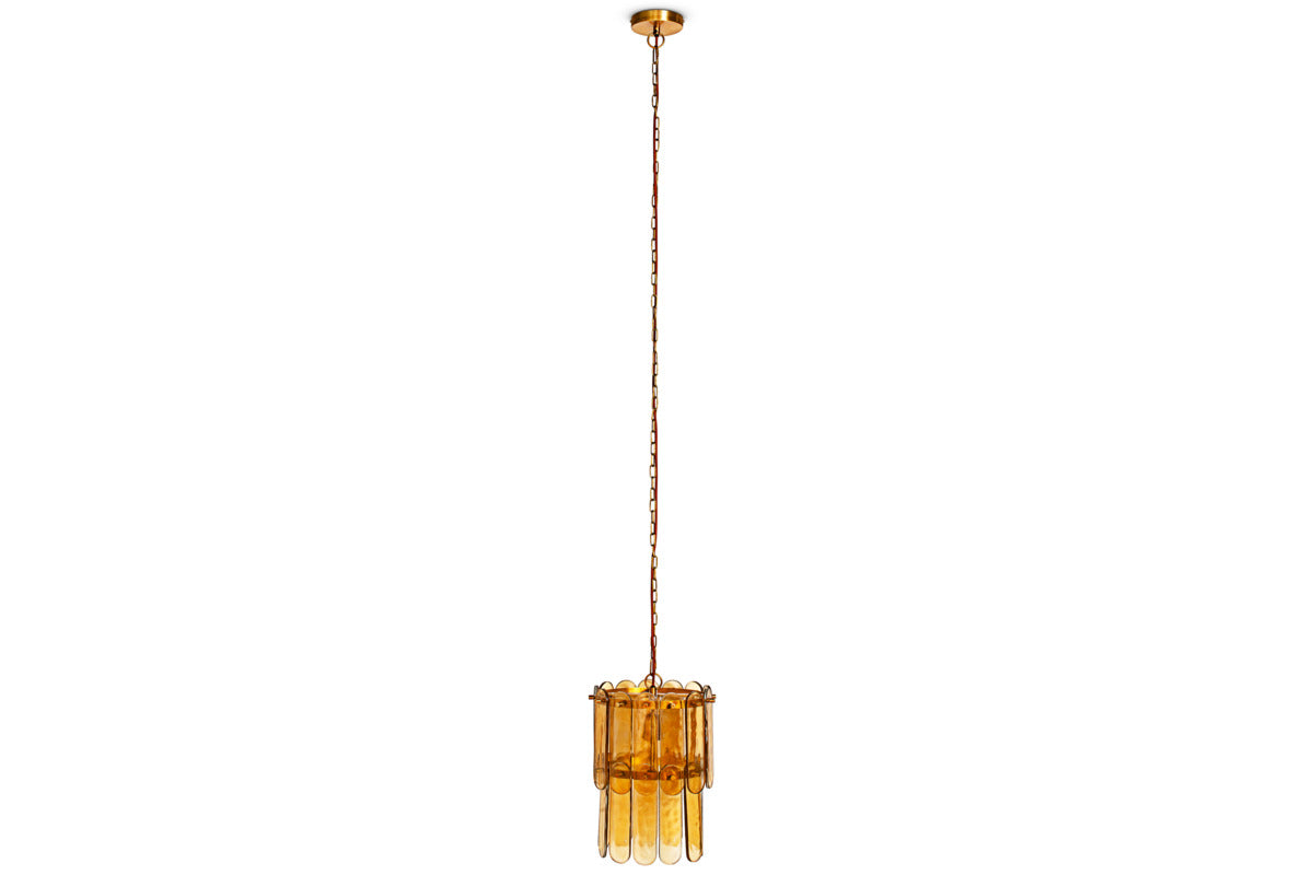 Itan Recycled Glass Tiered Pendant - Amber