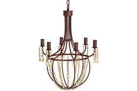 Naavia Rustic Iron & Crystal Chandelier - Rust