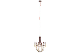 Naavia Rustic Iron & Crystal Chandelier - Rust