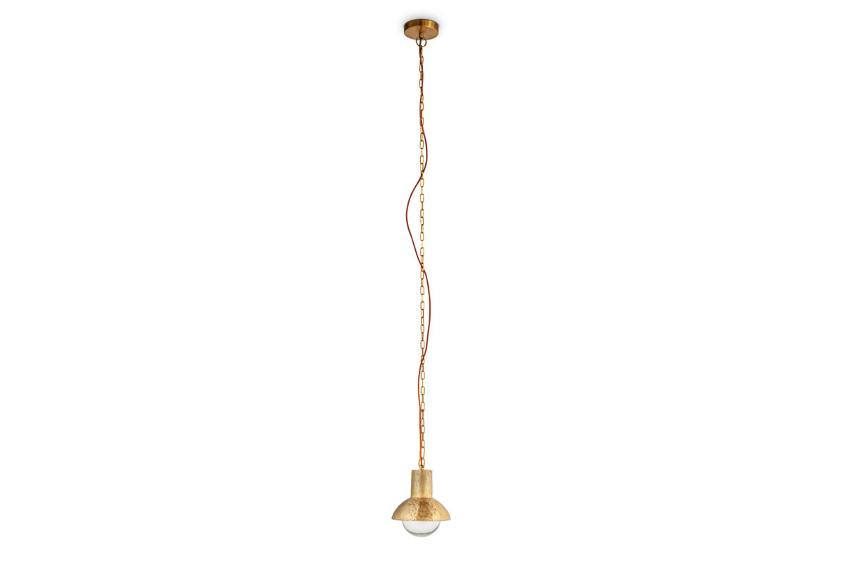 Sakti Brass & Recycled Glass Pendant - Clear
