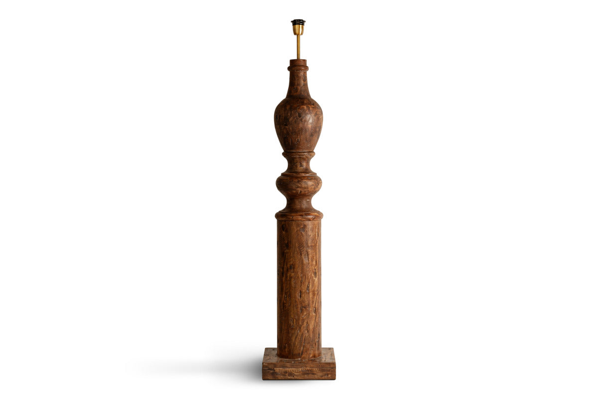 Naya Carved Wood Floor Lamp Base - Chocolate Brown