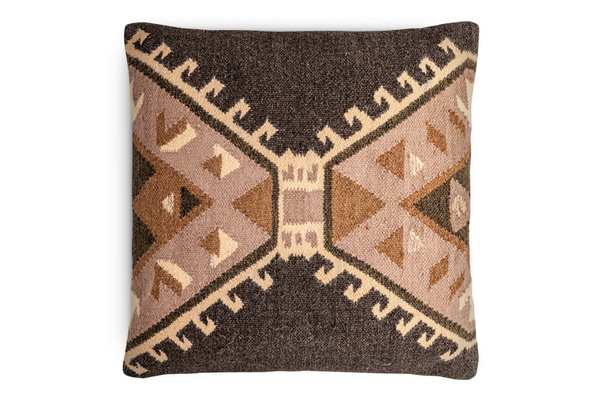 Shukhi Wool & Cotton Cushion Cover - Black & Brown - 50 x 50cm