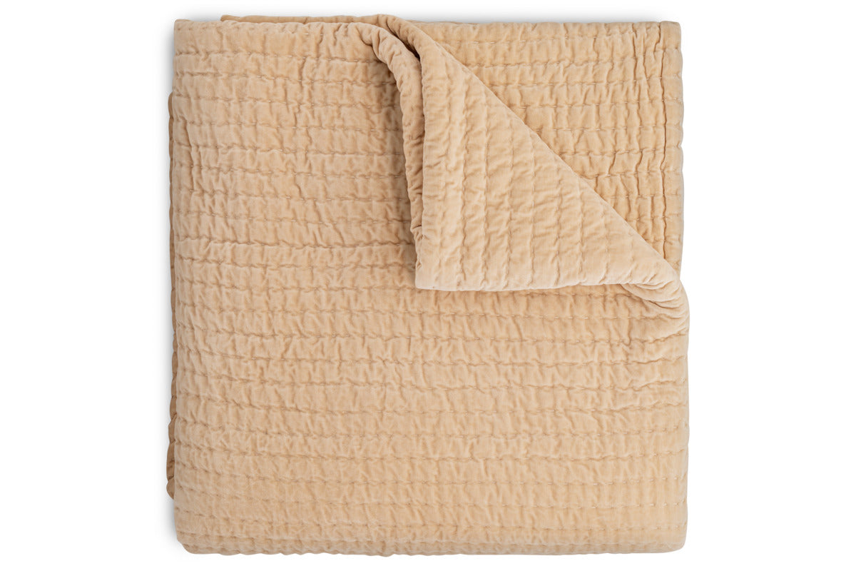 Nidra Velvet & Linen Bed Quilt - Natural - 220 x 240cm