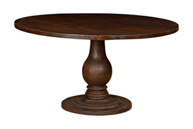 Laya Carved Wood Dining Table - Chocolate Brown