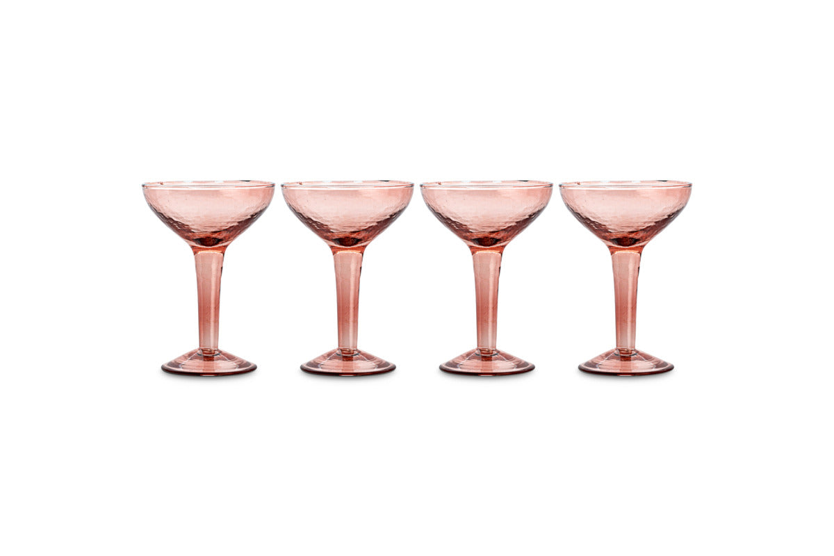 Yala Hammered Champagne Coupe - Dusty Terracotta - (Set of 4)