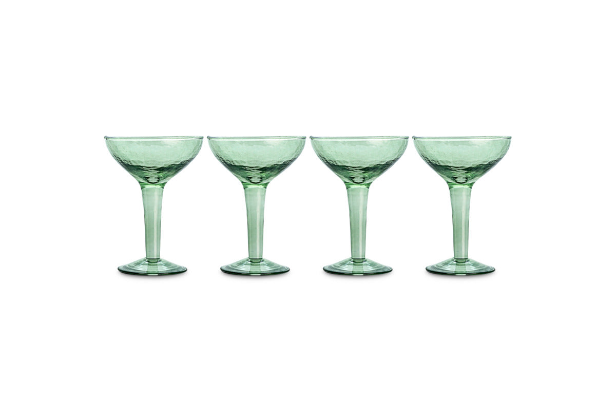 Yala Hammered Champagne Coupe - Sage Green - (Set of 4)