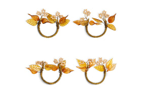 Parili Glass Leaf Napkin Rings - Natural & Rust - (Set of 4)