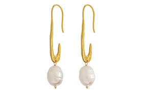 Omi White Pearl Earrings - Gold