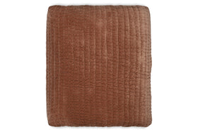 Nidra Velvet & Linen Bed Quilt - Rust
