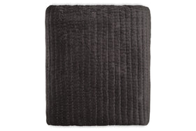 Nidra Velvet & Linen Bed Quilt - Charcoal