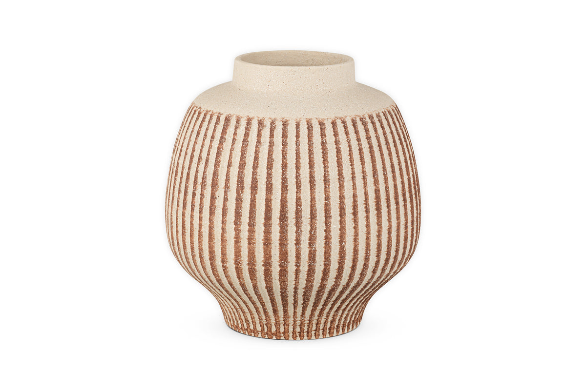 Perola Reactive Glaze Decorative Vase - Natural & Rust