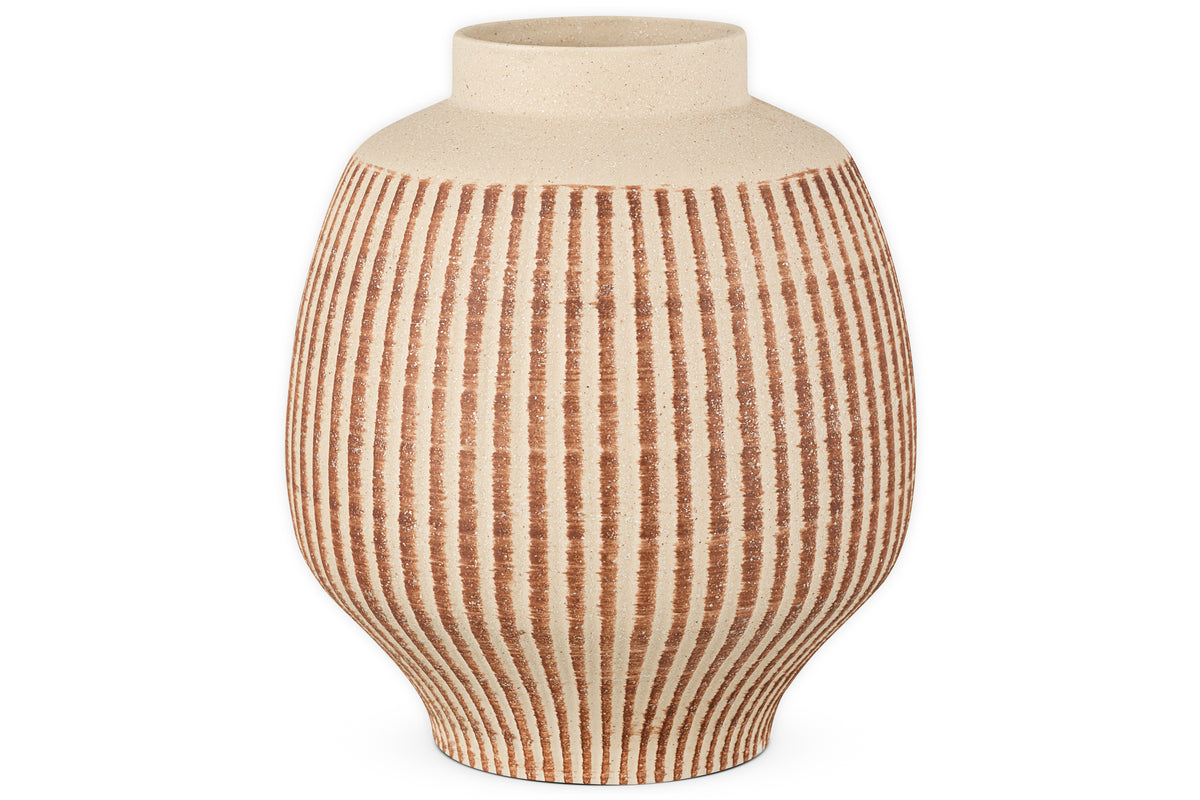 Perola Reactive Glaze Decorative Vase - Natural & Rust