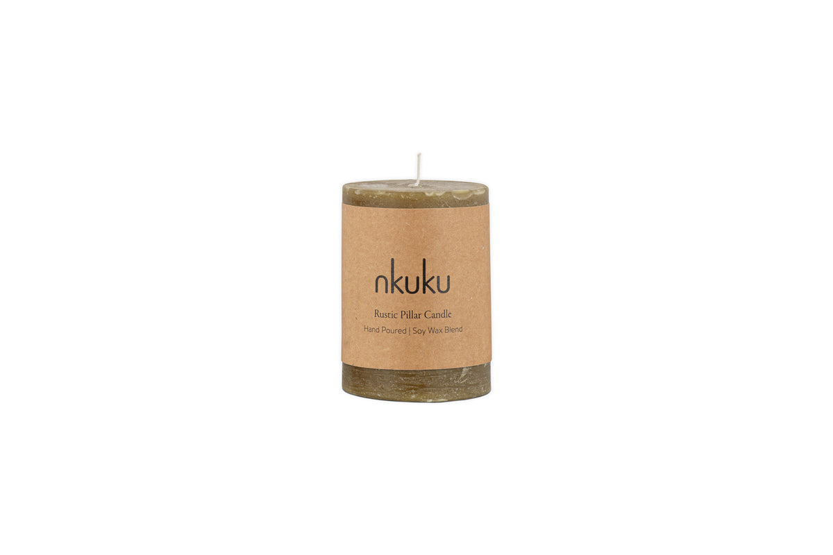 Rustic Soy Blend Mini Pillar Candle - Olive