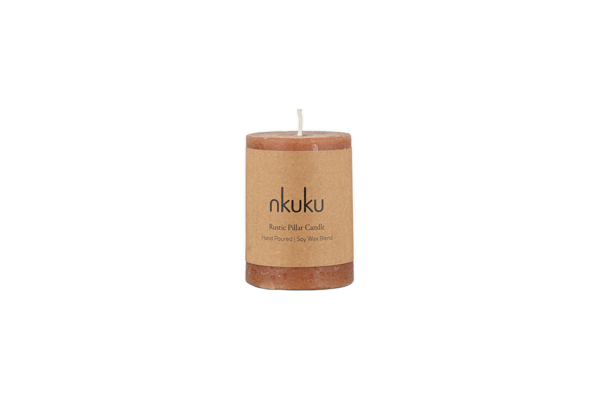 Rustic Soy Blend Mini Pillar Candle - Rust