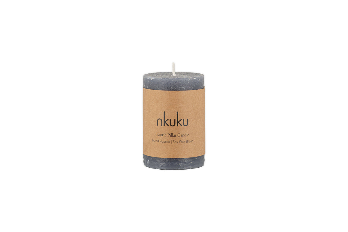 Rustic Soy Blend Mini Pillar Candle - Charcoal