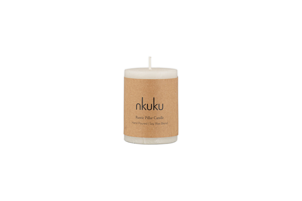 Rustic Soy Blend Mini Pillar Candle - White