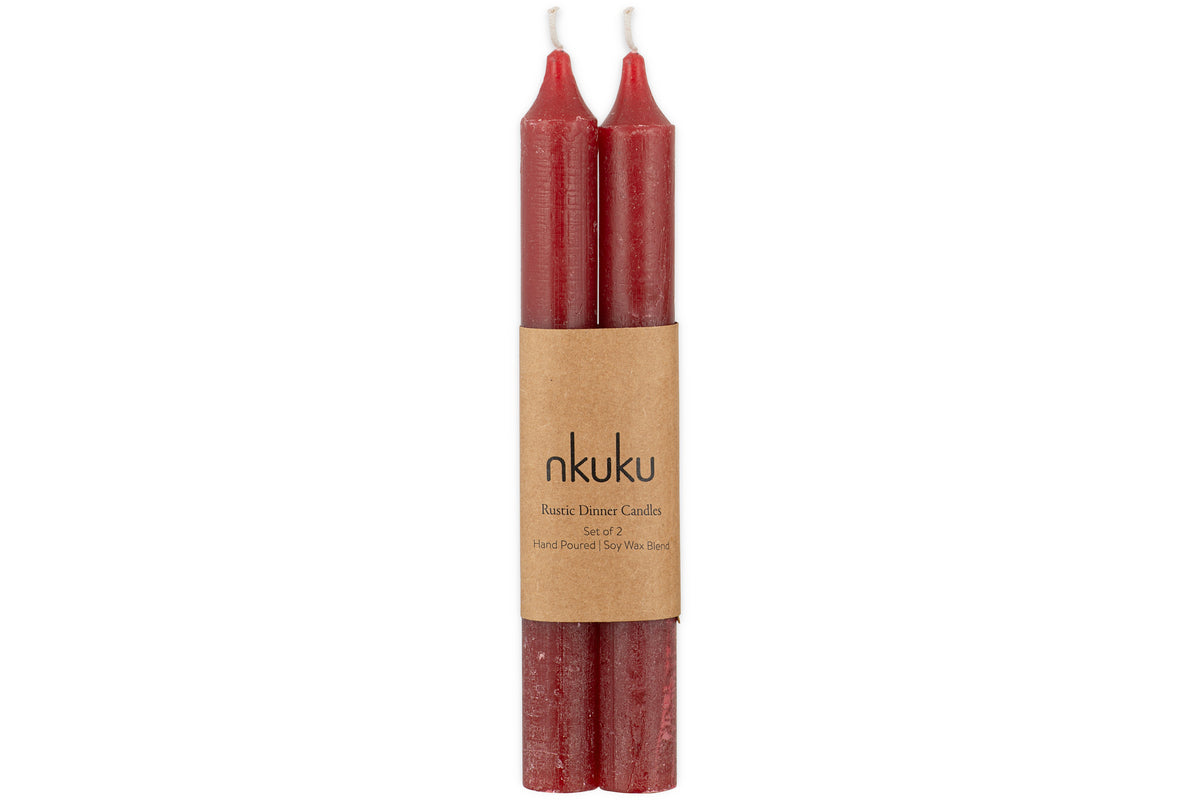 Rustic Soy Blend Dinner Candle - Dark Cherry (Set of 2)