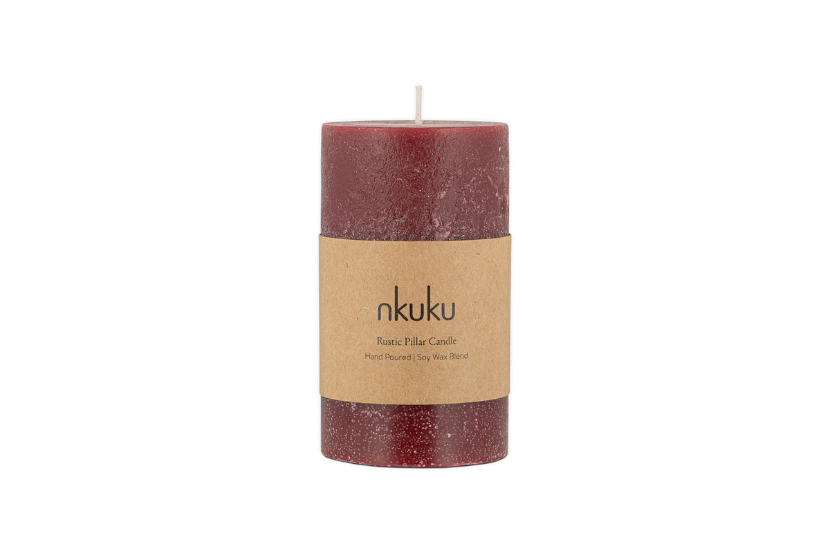 Rustic Soy Blend Pillar Candle - Dark Cherry - Small