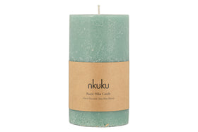 Rustic Soy Blend Pillar Candle - Sage Green - Large