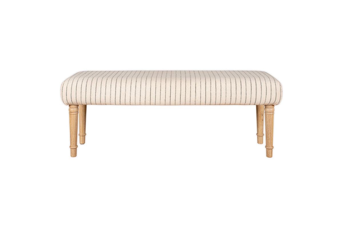 Sanja Stripe Upholstered Bench - Grey