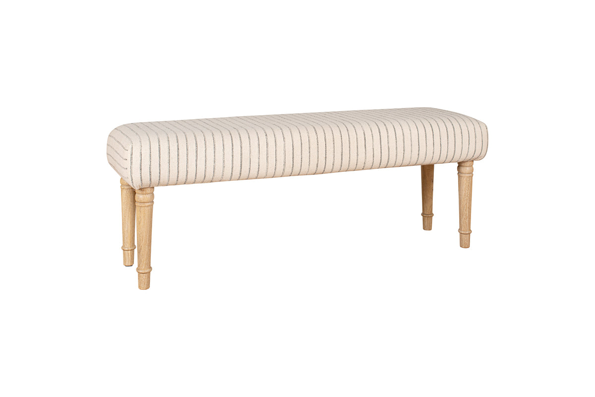 Sanja Stripe Upholstered Bench - Grey