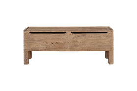 Teni Reclaimed Wood Storage Bench with Upholstered Linen Cushion - Natural