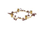 Tanu Mango Wood Beaded Candle Holder - Brass & Ruby