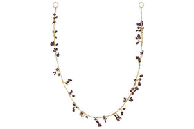 Tanu Mango Wood Beaded Garland - Brass & Ruby