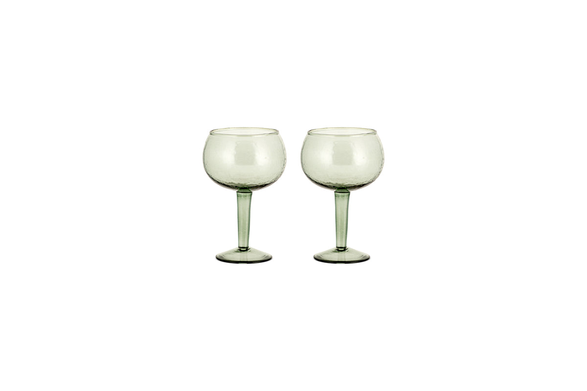 Yala Hammered Gin Glass - Sage Green (Set of 2)