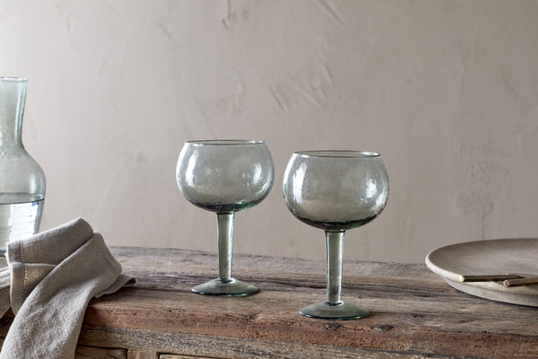 Yala Hammered Gin Glass - Sage Green (Set of 2)