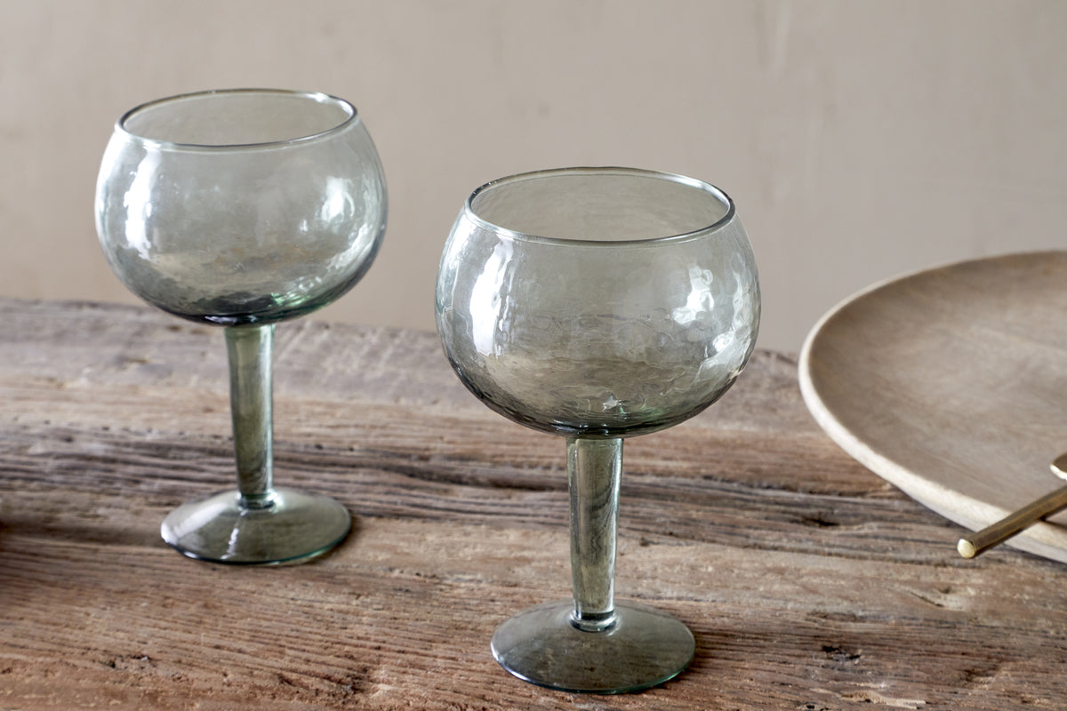 Yala Hammered Gin Glass - Sage Green (Set of 2)