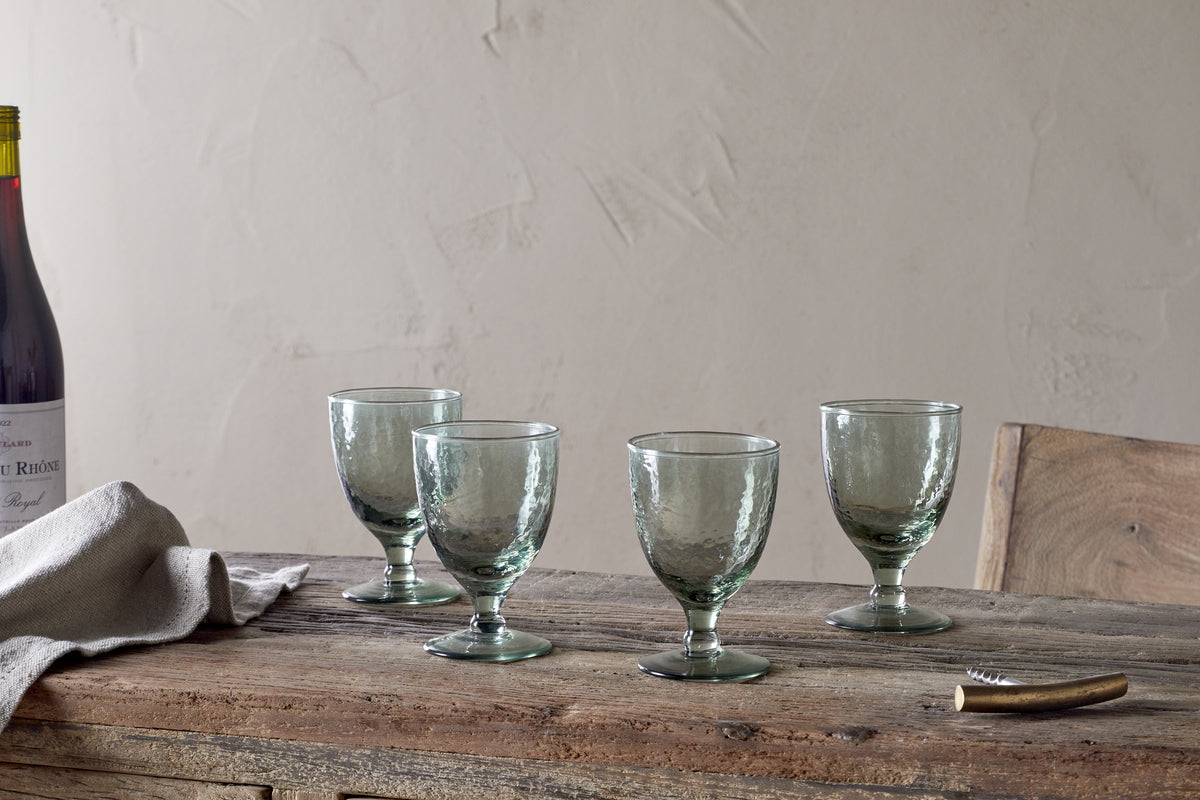 Yala Hammered Wine Glass - Sage Green (Set of 4)
