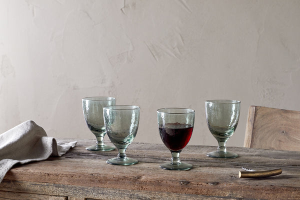 Yala Hammered Wine Glass - Sage Green (Set of 4)