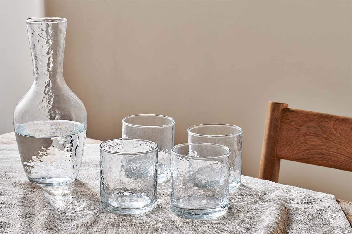 Yala Hammered Tumbler - Clear Glass (Set of 4)