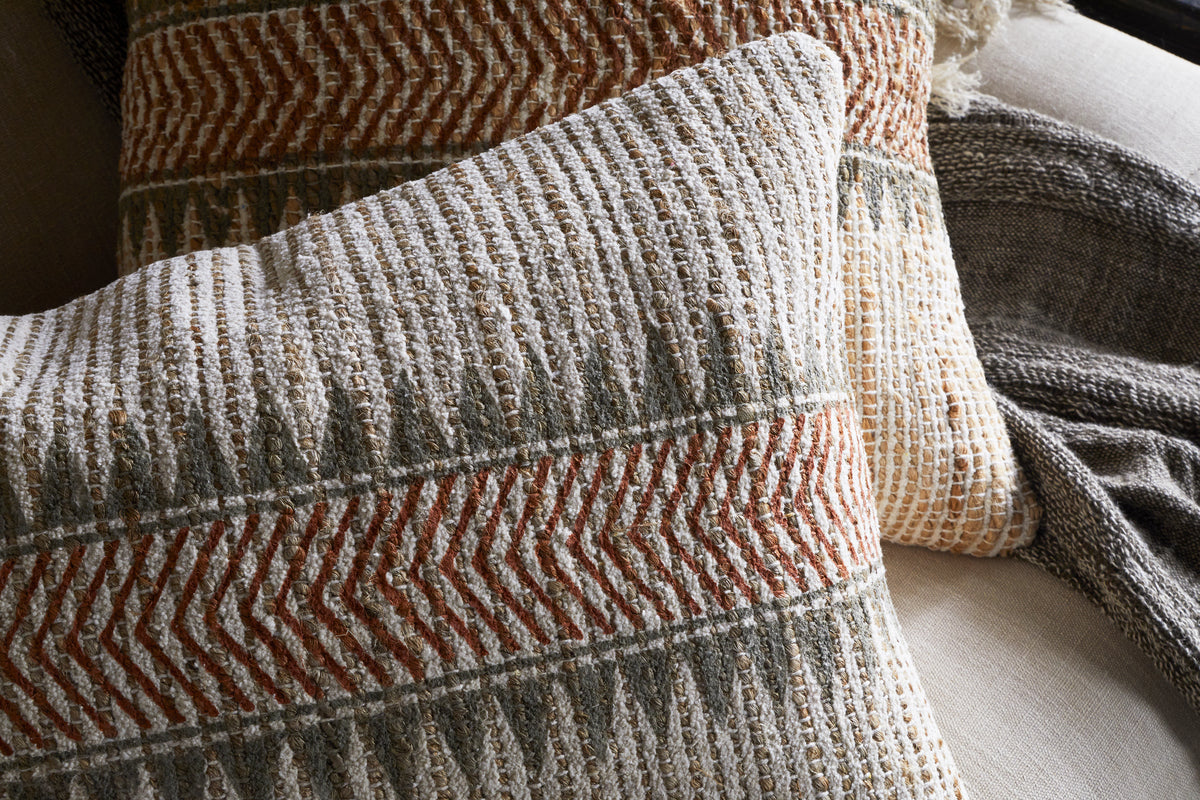 Zairya Jute & Cotton Cushion Cover - Natural & Rust
